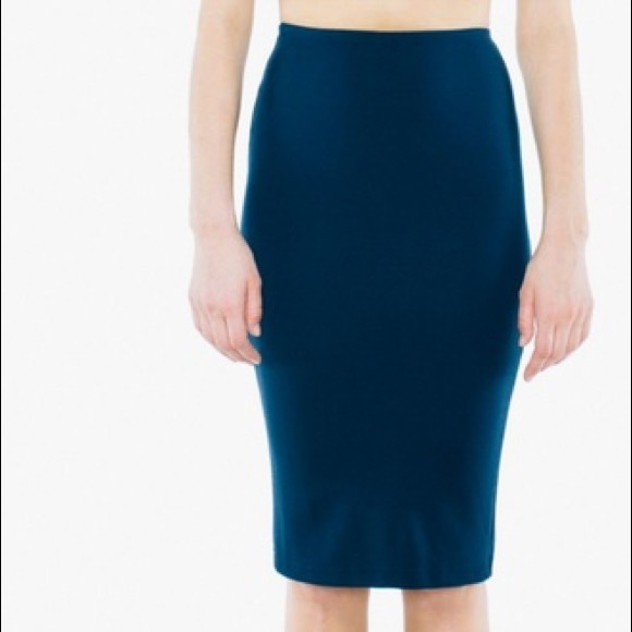 American Apparel Blue Ponte Knit midi skirt XS - Picture 2 of 10
